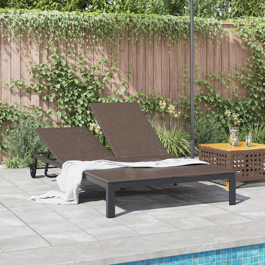 Brayden Studio vidaXL Sunbed Reclining Poly Rattan Modern Outdoor Lounger Chair Brown 28cm H X 109cm W X 200cm L