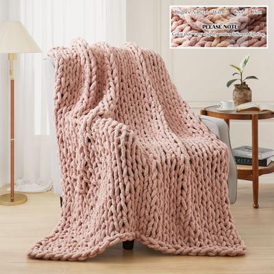 Peace Nest "Handmade Chunky Knit Chenille Yarn Throw Blanket 50""x60"""
