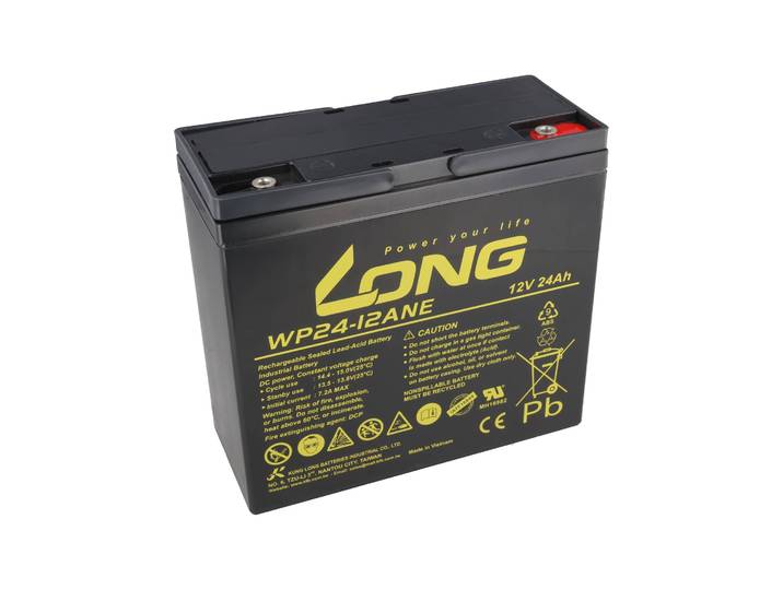 Kung Long WP24-12ANE - AGM accu 12V 24Ah M5 interne draad 181x77.5x169mm
