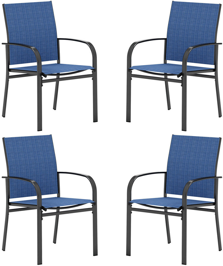 Blue Elephant Powder-coated Steel Outdoor Dining Armchair Blue 92cm H X 58cm W X 69cm D