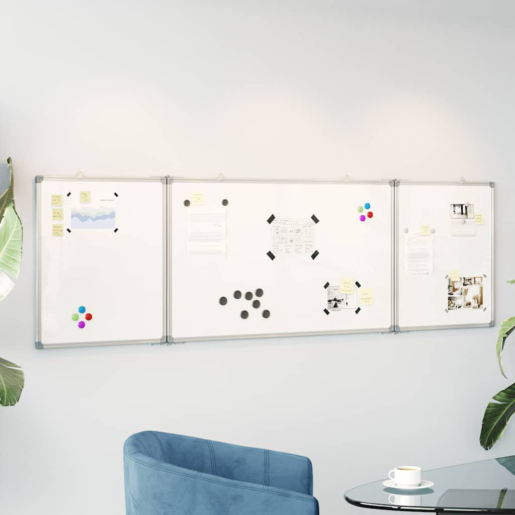 Metro Magnetic Whiteboard Foldable 1.7 Cm Aluminium White 200 cm x 60cm x 1.7cm
