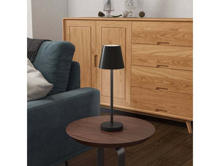 HOMCOM Lampe de Table LED Rechargeable USB-C Noir Ø11,2x36,5cm