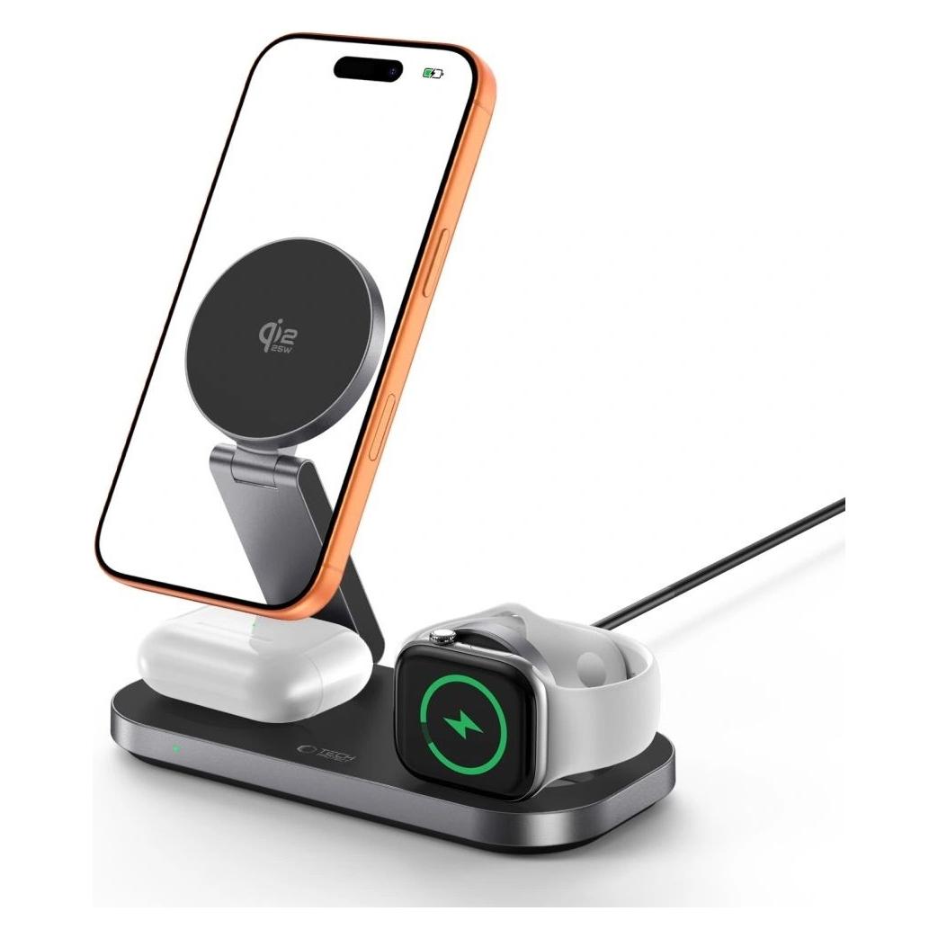 Tech-Protect A52 3IN1 MAGNETIC MAGSAFE WIRELESS CHARGER 25W QI2.2 BLACK (25 W) (5906302323807)