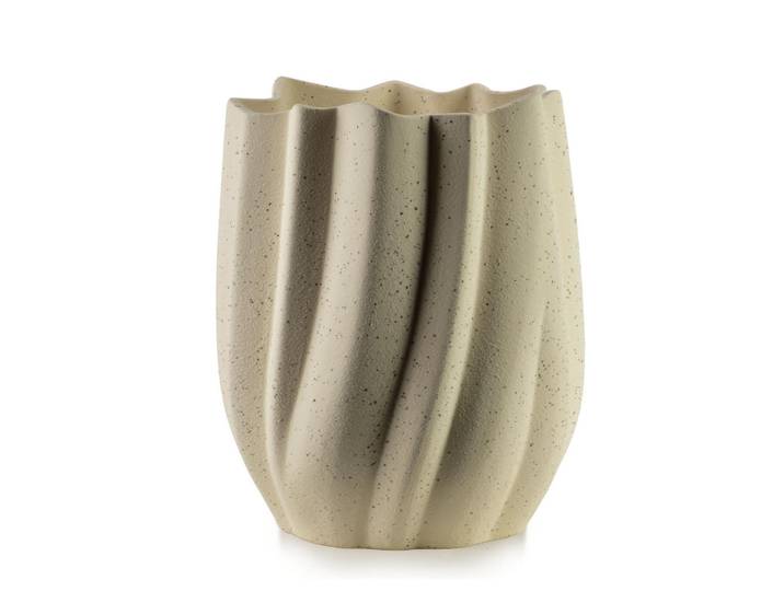 Mondex Vase Manon 17/24 cm Polyresin, Beige, Kunststoff, 24 cm, Dekoration, Vasen, Keramikvasen
