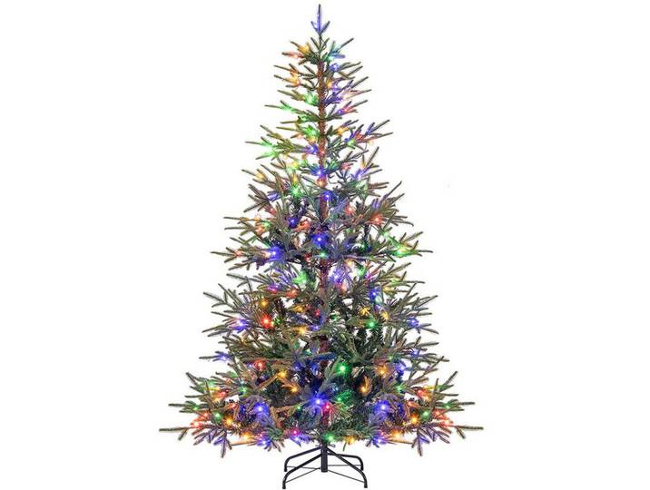 Costway Weihnachtsbaum mit 250 mehrfarbigen LEDs 180cm Grün, Metall, 180 cm, Dekoration, Weihnachtsdekoration, Christbäume & Zubehör