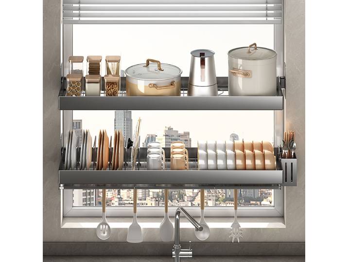 Étagère murale robuste pour vaisselle, égouttoir mural en acier inoxydable pour casseroles et ustensiles