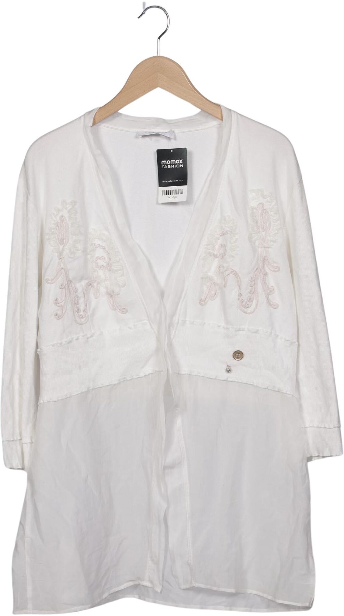 Elisa Cavaletti Damen Strickjacke, Cremeweiß, Gr. Xxl, Baumwolle / Seide / Elasthan - Second Hand