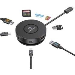 Renkforce RF-7533296 USB-Hub 7+1 Port USB-C® USB 3.0 10 GBit/s mit eingebautem Konverter Schwarz RF-7IN1USBCH