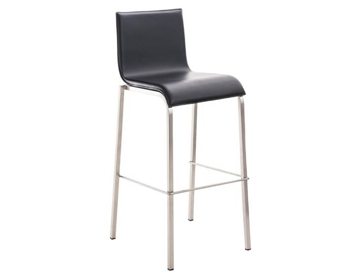 TPFLiving Barhocker Avon GE Gestell Edelstahl Kunstleder flach - Schwarz