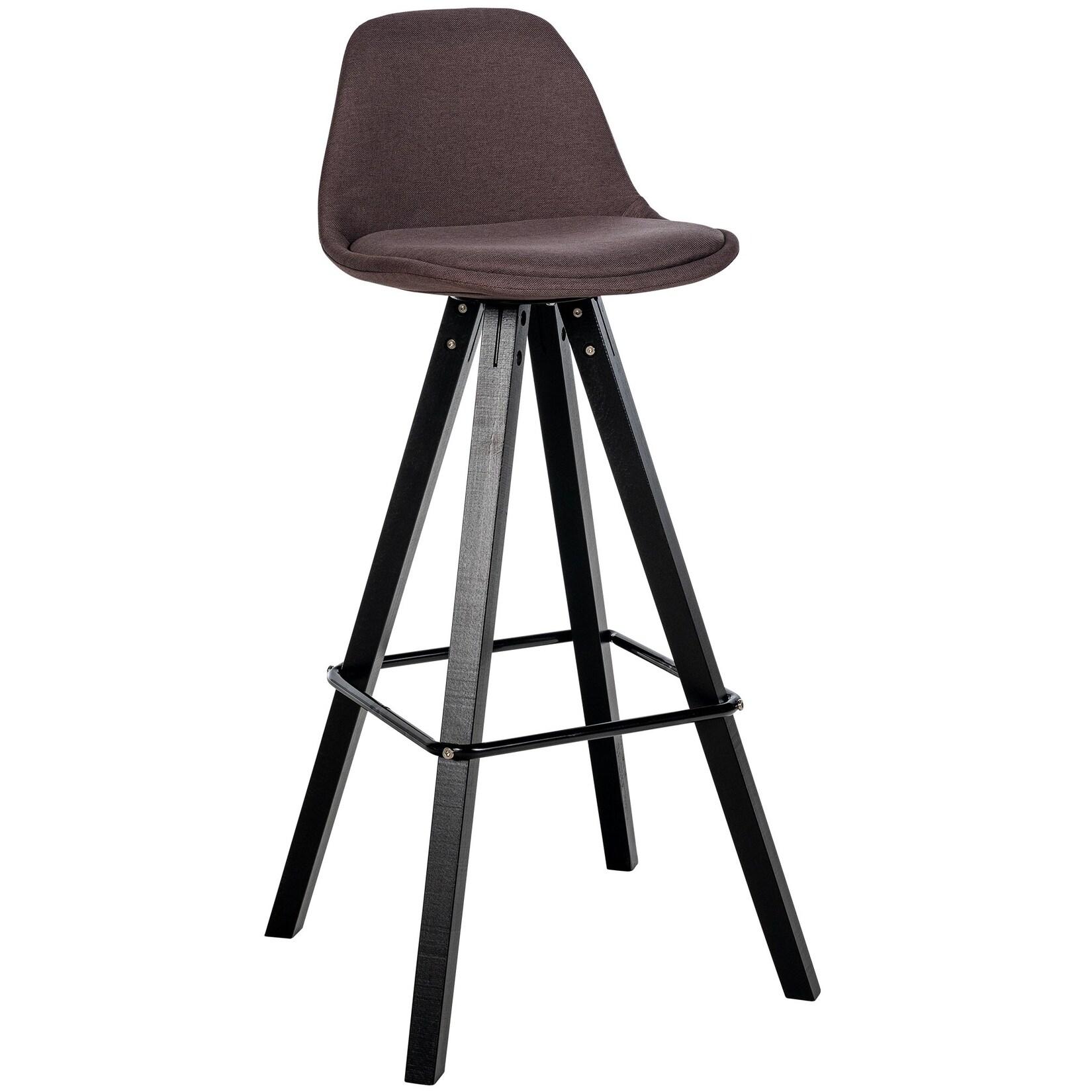 CLP Barhocker modern Corbin Square, gepolstert mit Rückenlehne, Holzgestell Buche, Fußstütze, Tresenhocker für Küche und Hausbar