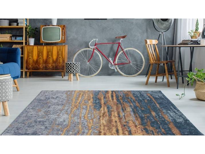 Teppich ARTE ESPINA Blaze 300 , blau (beige, blau), B:115cm H:8mm L:170cm, Polyester, Teppiche, Teppich, spannendes Design,stilvolle Farbgebung,pflegeleicht & widerstandsfähig