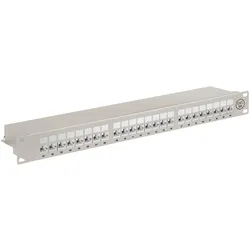 Goobay CAT 6a 48,30cm (19") Patch Panel, 24 Port, Grau (STP, CAT6a, 0.11 m), Netzwerkkabel