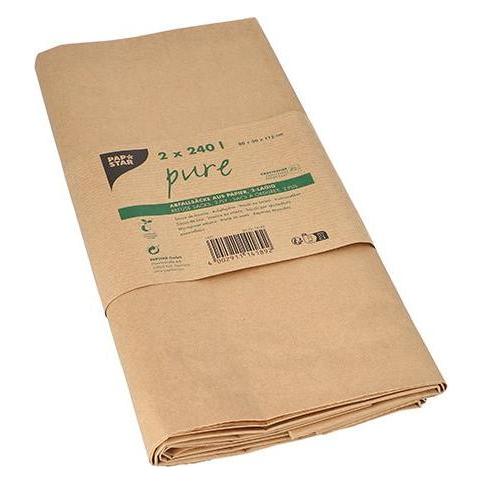 Papstar Kompostsäcke, braun, 240 Liter, 2er aus 2-lagigem Kraftpapier, Stärke: 70 g/qm, nassfest (2x, 240 l) (14189)