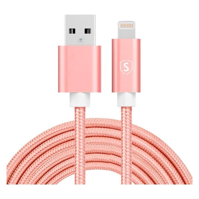 SIGN USB to Lightning Cable, 2.1A, 3m, Nylon - Pink (3 m) (SNCAB-LIGH3MROSA)