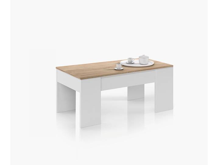 Table basse relevable Didou Blanc/chene - Basika