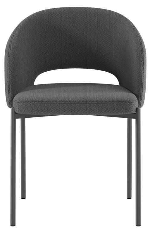 Greta-Sessel, grau bezogen mit anthrazitfarbenen Metallbeinen, runder Designstuhl 55,5 x 52 x 78,5 cm - Kollektion Greta