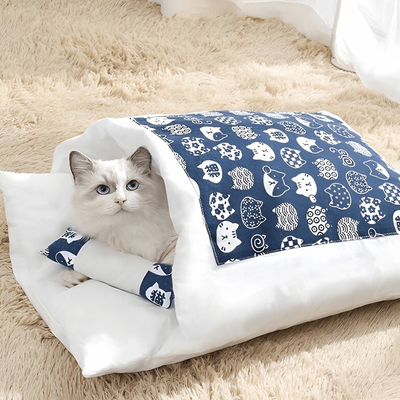 PetsAreLife Cozy Cat & Dog Comforting Calming Bed Blue S