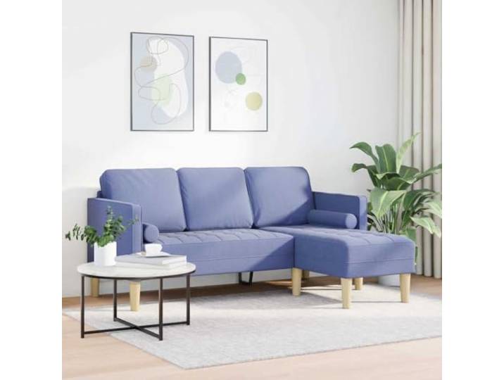 KTHLBRH Modulares Sofa-Set mit Kissen, Jeansblau Atmungsaktives Polyester, Struktur aus Holz, flache Armlehnen, einfache Montage