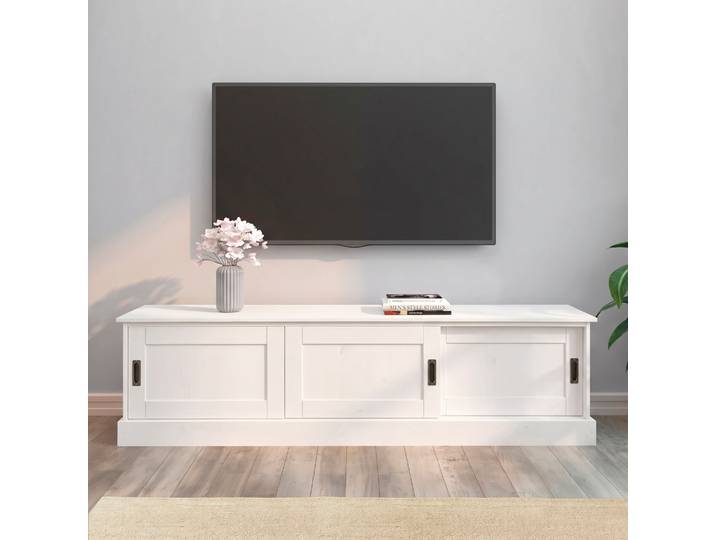 Lowboard GOODPRODUCT Schröder , weiss (weiß), B:170cm H:45cm T:40cm, FSC-zertifiziertes Massivholz, Sideboards, Lowboard, Kommode mit 3 Schiebetüren, aus massivem Kiefernholz