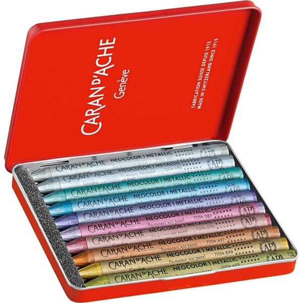 Caran D'Ache Vokskridt   10 Metallicfarver