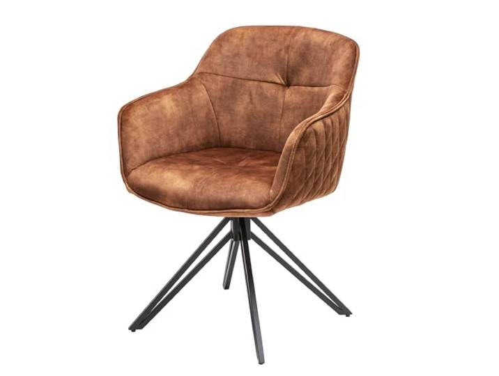 riess-ambiente Drehbarer Stuhl EUPHORIA - rostbraun - Samt Metall Armlehne Auto-Return-Funktion, Ziersteppung, hoher Komfort, Bequeme Polsterung, stabil, einfache Montage, Design