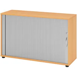 bümö Aktenschrank abschließbar mit Rollladen, Rollladenschrank für Ordner & Co. - Büroschrank mit Rollo, abschließbarer Ordnerschrank aus Holz in