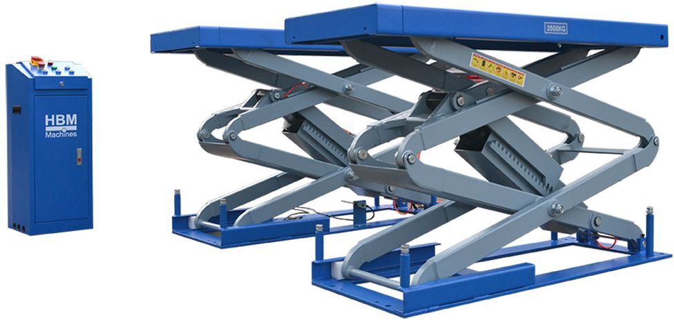 HBM Pont élévateur à ciseaux hydraulique intégré avec déverrouillement pneumatique 3 500 kg