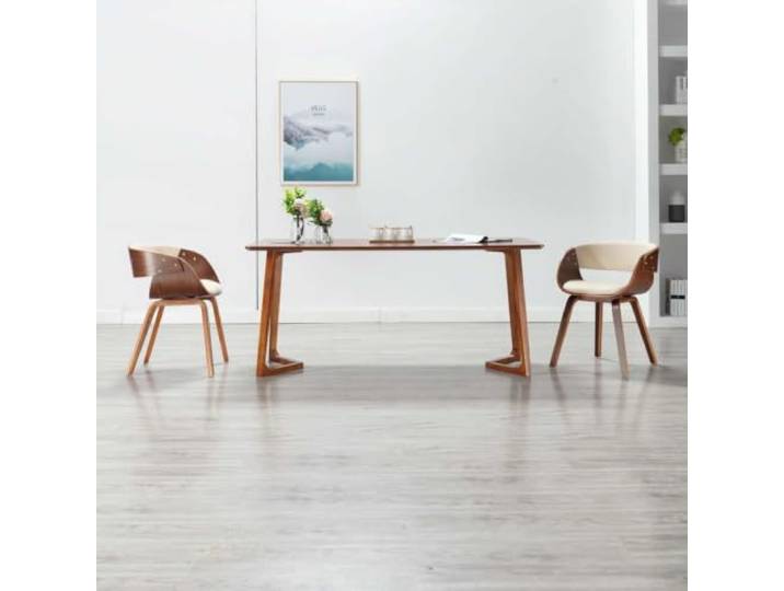 UYPTERF Esszimmerstuhl Creme Bugholz Kunstleder, 1 Stück Holzrahmen, weiche Polsterung, pflegeleicht, zeitloses Design, 1 Esszimmerstuhl, Bugholz, Kunstleder