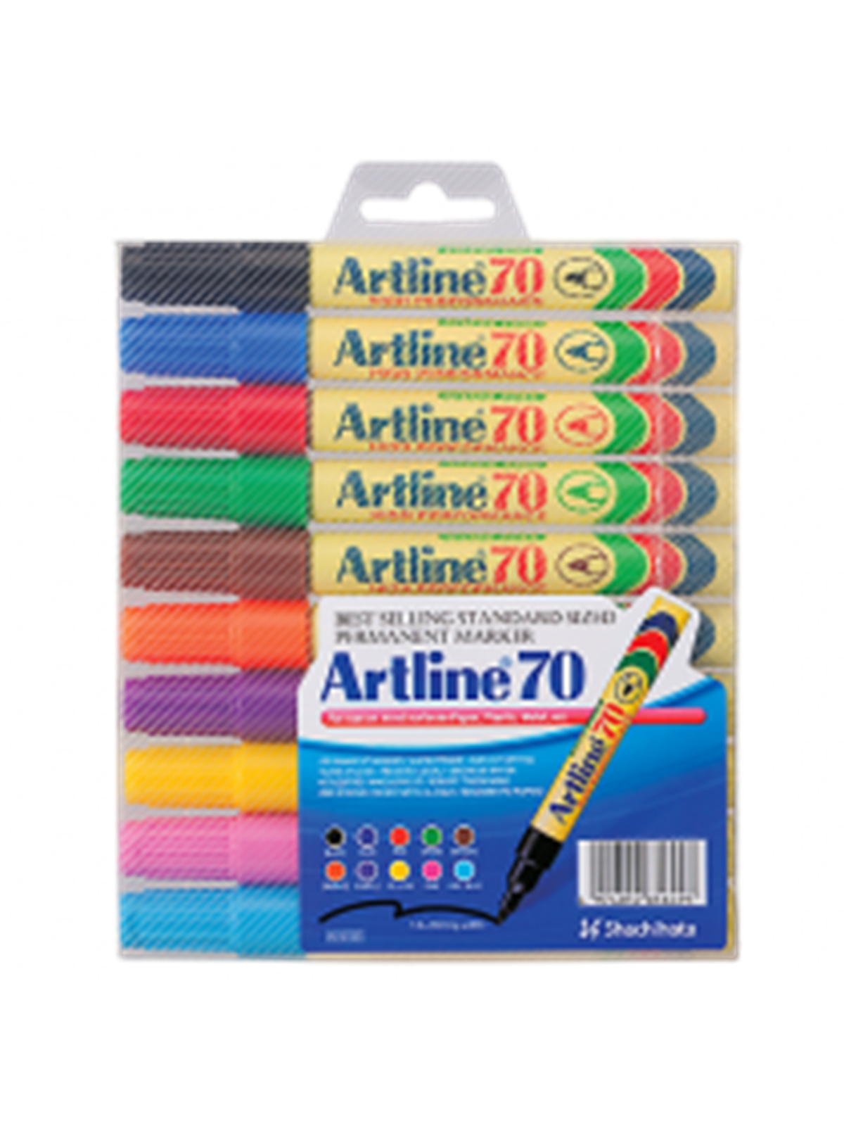 Artline EK70/10W Permanent ass farver - 10 pcs