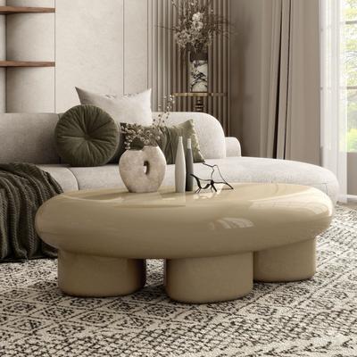 247 Shop At Home Modern Oval Glossy Low Profile Coffee Table