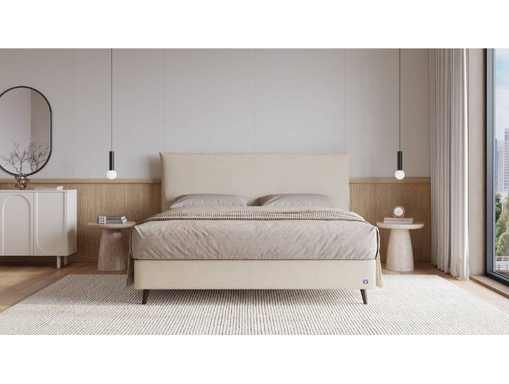 BRUNO Boxspringbett Prestige 140x200cm in Beige 6 Farben & 4 Kopfteile wählbar Luxus 27 cm Pulse-Latex-Matratze Made in Germany