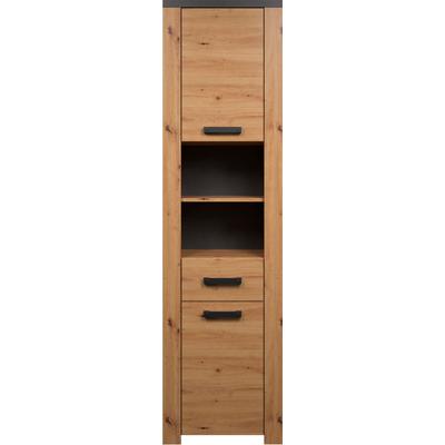 Hochschrank WELLTIME "Ambres", braun (artisan eiche melamin), B:53cm H:196cm T:35cm, Schränke, Hochschrank, Hochschrank mit Soft-Close Funktion - (B/T/H) 53/35/196 cm