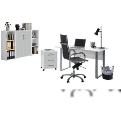 moebel-dich-auf Büromöbel-Set TABOR 2 in weiß / lichtgrau, Arbeitszimmer Komplett-Set Büro