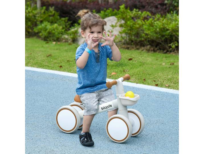 AIYAPLAY Draisienne Enfant 4 Roues Selle Réglable Marron Blanc