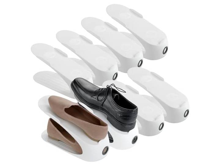 WENKO Schuhhalter Weiß 8er Set mit Griffloch für leichte Handhabung Weiß