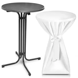 STEHTISCH Bellini Ø 80cm Grau mit Premium Stehtischhusse Ø 80cm Weiß
