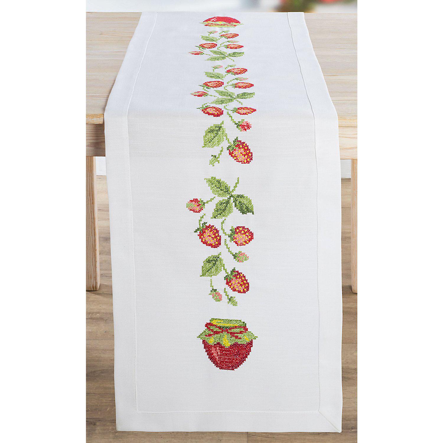 Stickläufer "Erdbeeren"