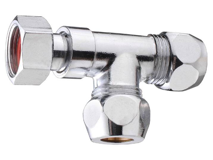 Cornat T-Quetschverschraubung Messing Verchromt 3/8 ''