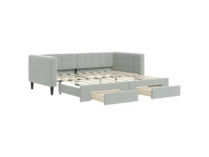 vidaXL Tagesbett Ausziehbar mit Schubladen Hellgrau 90x190 cm Samt