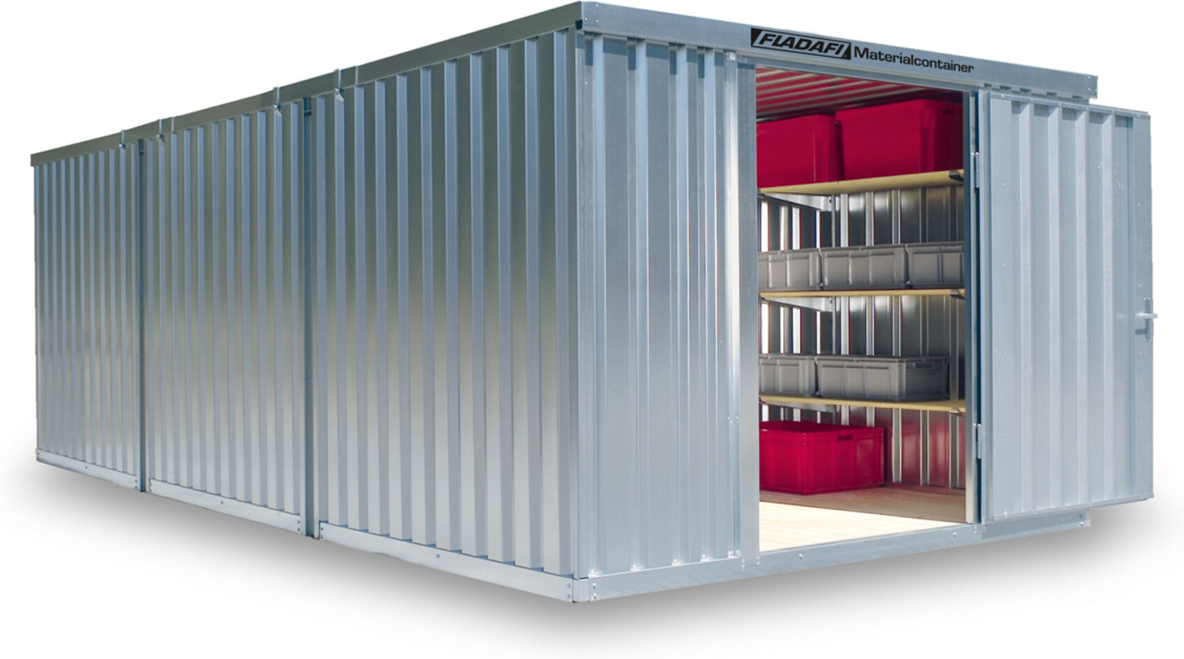 FLADAFI® Materialcontainer- Kombination MC 1360 Verzinkt, zerlegt mit Holzfußboden ; SÄBU (13600101)