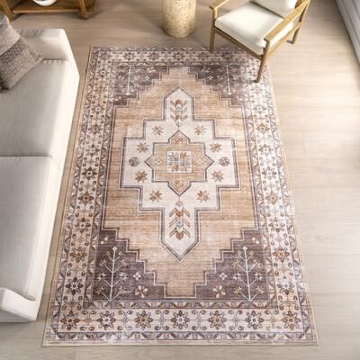 Nuloom Pavani SplashGuard Vintage Bordered Machine Washable Area Rug