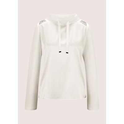 Langarmshirt MADELEINE "Shirt Satin-Shirt mit Stehkragen", Damen, Gr. 48, wollweiß, Shirts Langarmshirt