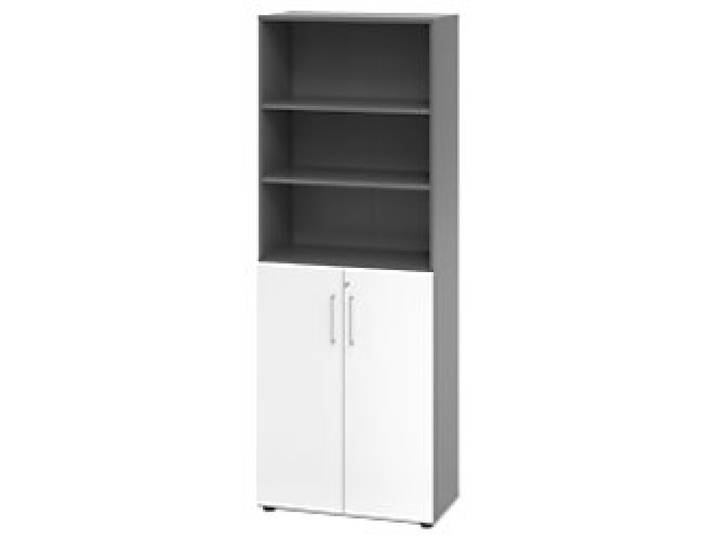 Hammerbacher Spanplatte Schrank 5 Fachböden Graphit, Weiß