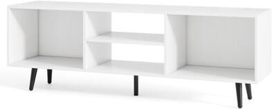 Costway 47.5 Inches TV Stand for 55-Inch TV with Compartments and Metal Legs-White