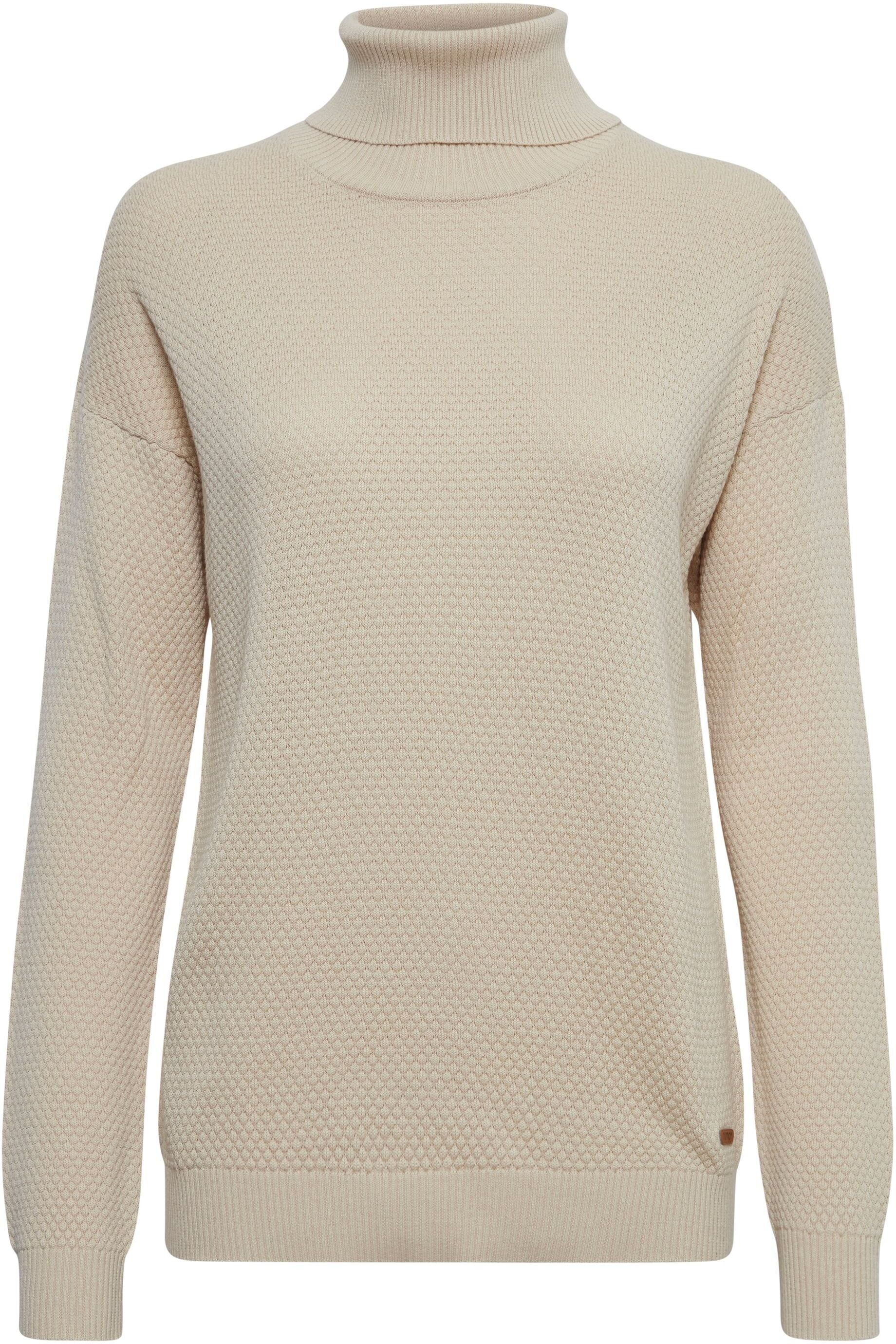 Rollkragenpullover OXMO "Rollkragenpullover OSSina", Damen, Gr. S, grau (oyster gray), Obermaterial: 100% Baumwolle CO., Pullover Rollkragenpullover