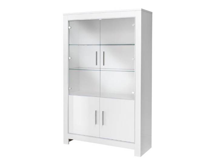 Vitrine 2 portes avec leds Modena laquée blanc - Basika