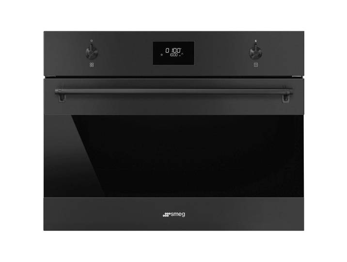 Smeg Kompaktbackofen Classici, Schwarz, Metall, 59.7x45x54.8 cm, Made in Italy, Kindersicherung, Startzeitvorwahl, Kühlgebläse, Timerfunktion, Kochassistent, Küchen, Küchenelektrogeräte, Backöfen, Einbaubacköfen