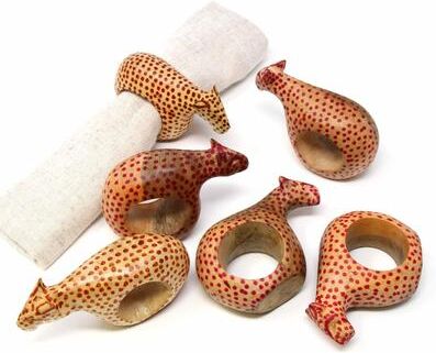 Global Crafts Handmade Safari Napkin Rings Set of 6 (Kenya)