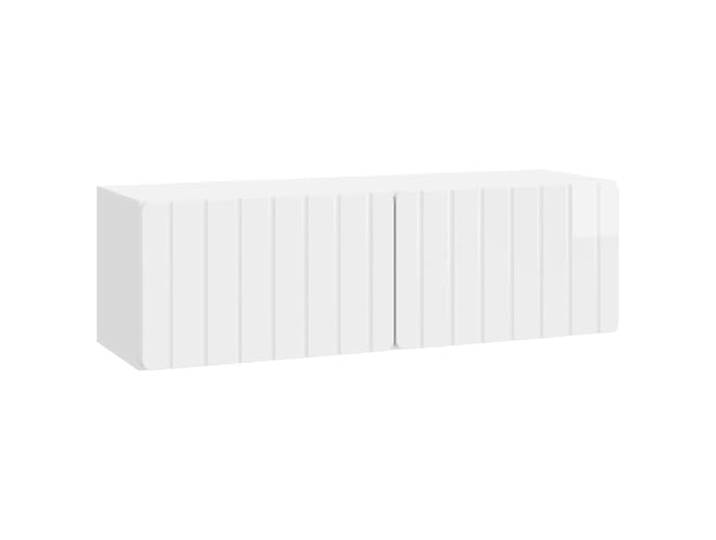 Kaorsrow TV Lowboard Wandmontiert Hochglanz Weiß 98x31x30 cm Platzsparendes Hängeboard mit 2 Klapptüren für das Wohnzimmer oder Schlafzimmer. Bietet geschützten Stauraum für Medien.