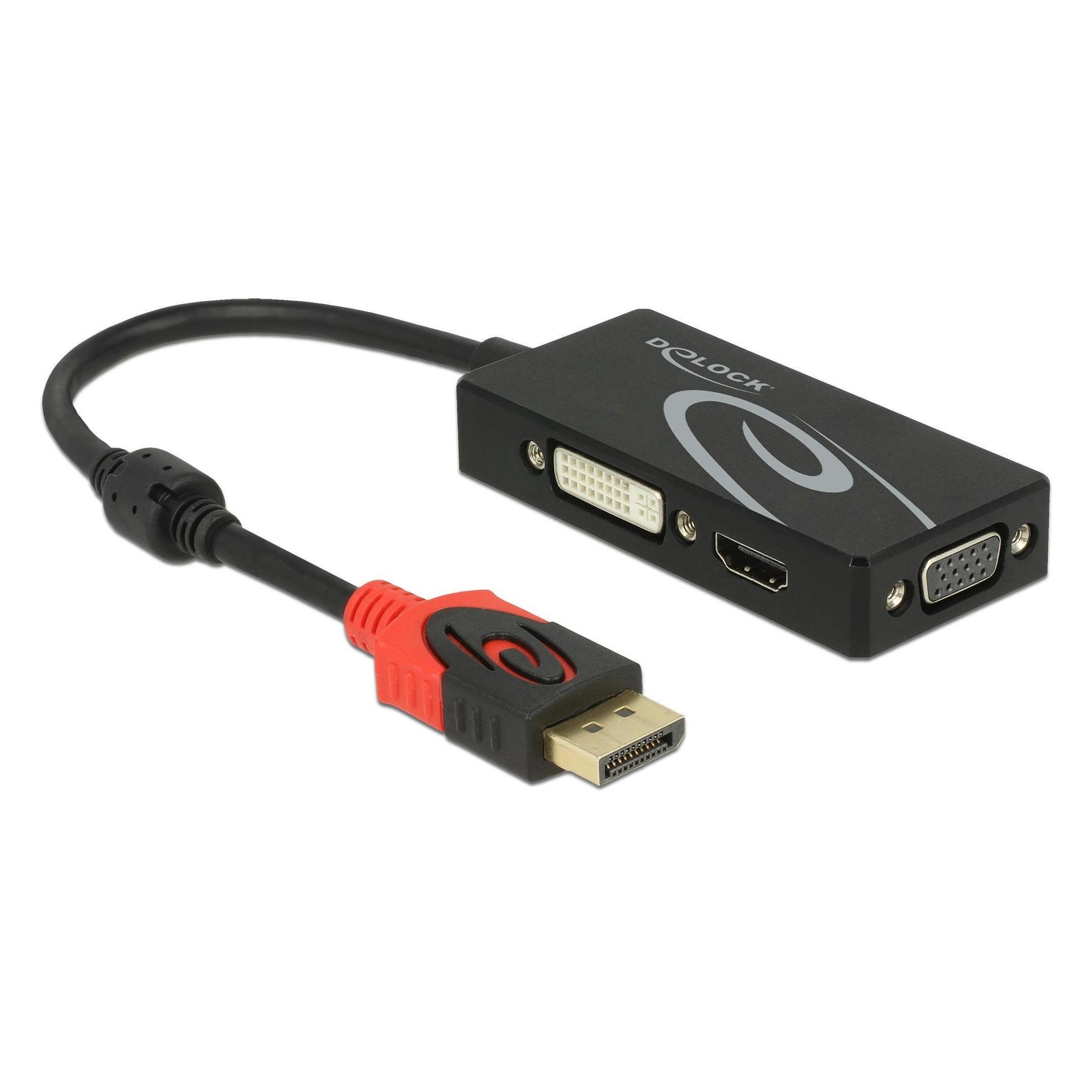 Delock Displayport 1.2 zu HDMI/VGA/DVI Adapter, 4K (DisplayPort, HDMI, VGA) (62902)